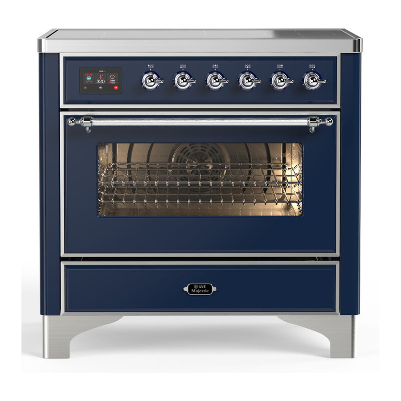 Cuisinière à induction 36 pouces avec 6 éléments à induction bleu nuit Majestic III Series (garniture chromée), Chrome chrome