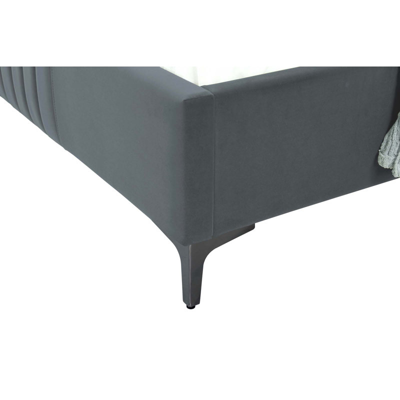 Leilan Upholstered Platform Bed, Twin, Gray