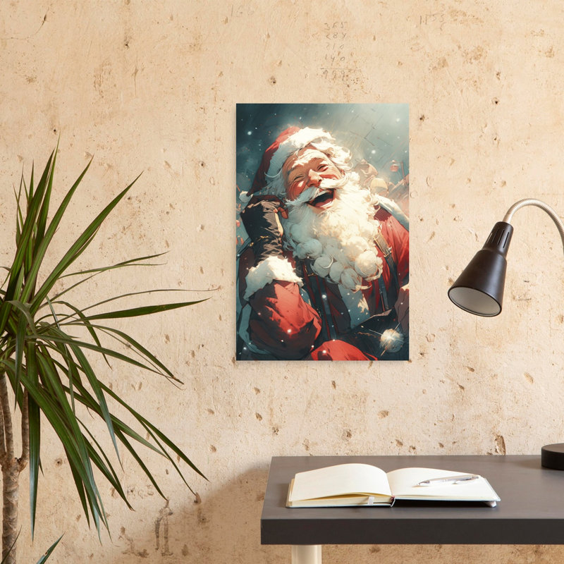 Jolly Santa'S Call Classic Vintage Abstract Winter Landscape Wall Art Print 1 Piece Wrapped Canvas Wall Art