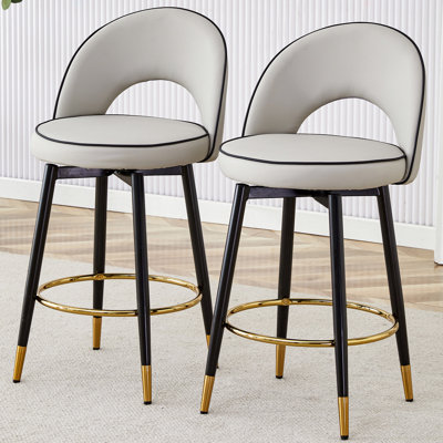 Chaise de bar rotative à 360 °. Chaise de bar rembourrée confortable en polyuréthane moderne avec pieds en métal lisses et magnifiques pour la salle à manger, la cuisine, la terrasse