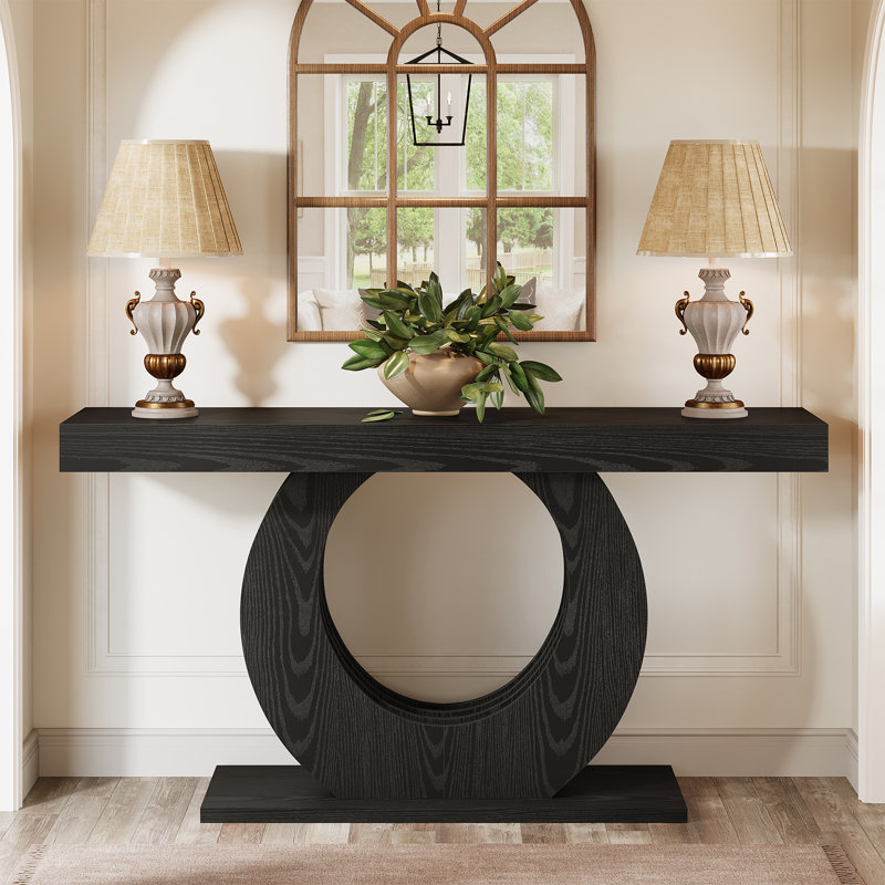 63-Inch Wood Console Sofa Table, Black