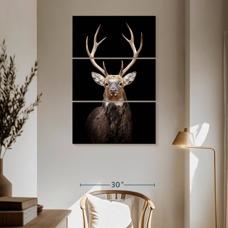 Grand cerf rouge Brampt, H 65 po x l 42 po