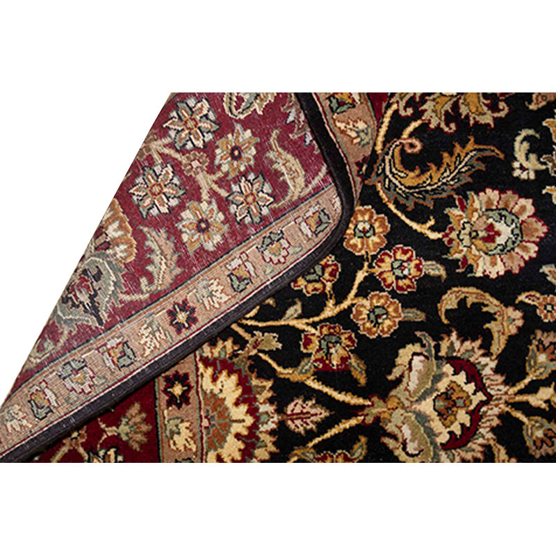 Tapis noir et rouge de haute qualité noué à la main