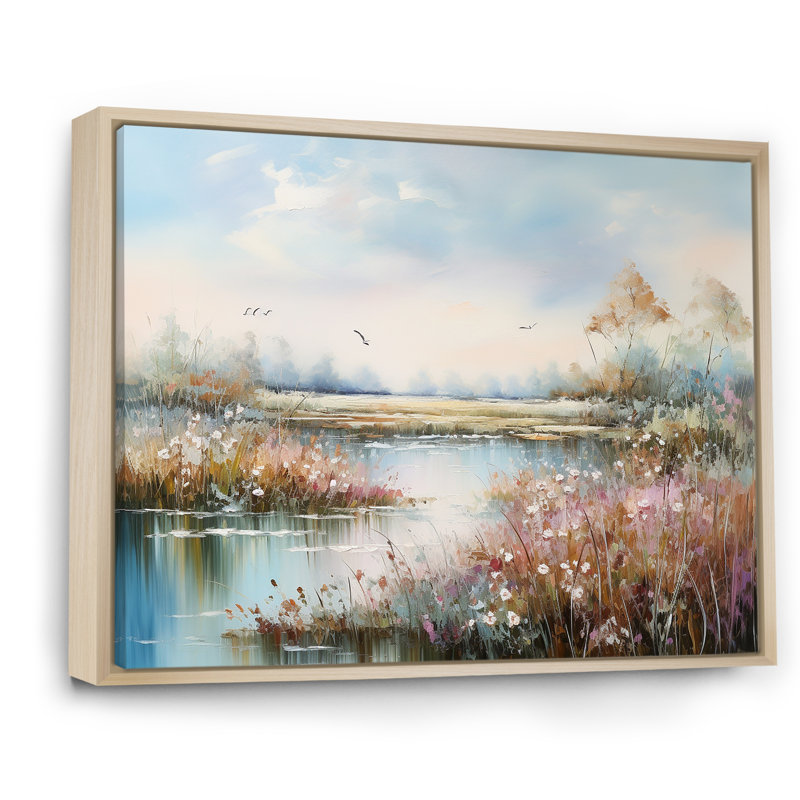 «Flower Meadow Charm» sur impression sur toile, Cadre naturel flottant, H 16 po x l 32 po x P 1 po