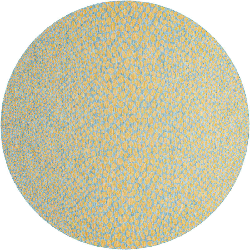 Outdoor Destiny Rug Teal-Yellow Color, Round 10'8"