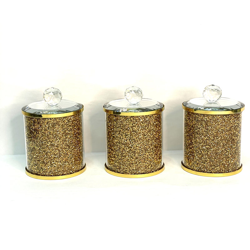Ensemble de trois contenants en verre Ambrose, Or