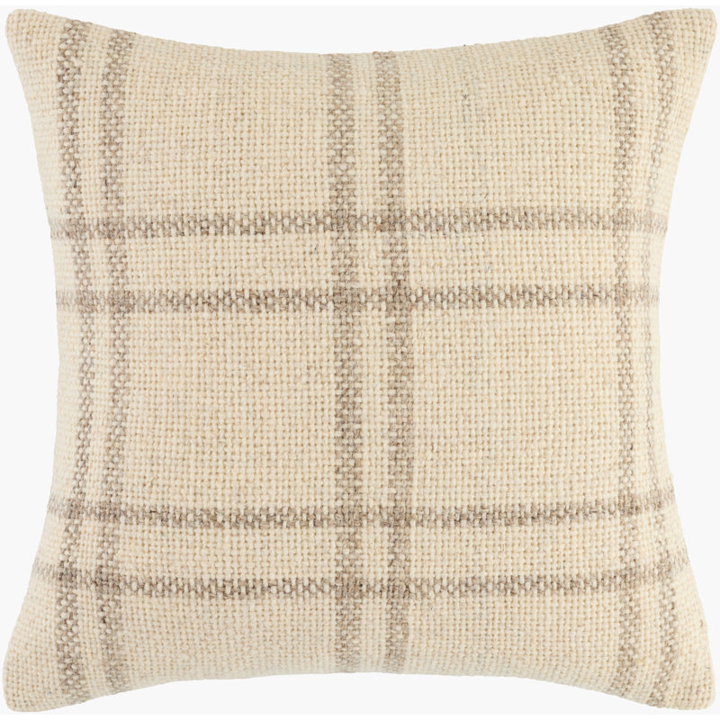 Becki Owens X Livabliss Ladera Accent Pillow, Down, Beige Plaid 1, Square 22"