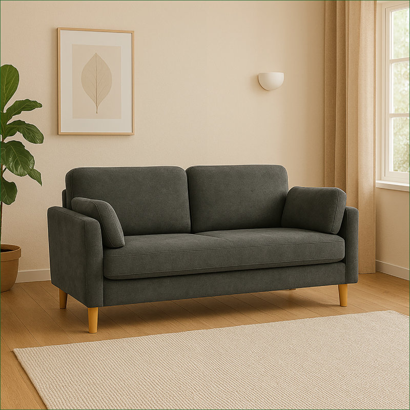 2 - Seater In Gray Modern Minimalist Design, And Compact Shape, Suitable For Small Spaces Cozy Settings, 30.5 Deep, 84 Lb Weight , , Gray, Minimalist, , Spaces, Quiet Settings