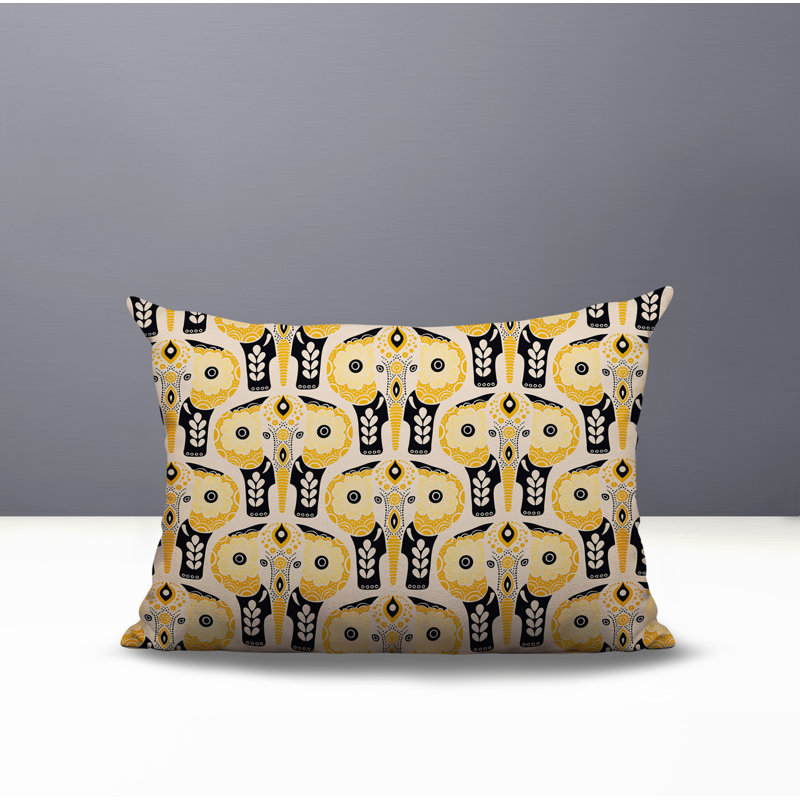Coussin lombaire réversible intérieur / extérieur Hayes, Rectangulaire H 14 po x l 20 po, Jaune