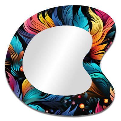 Motif éclectique Nomad Boho - grand miroir asymétrique à motif cachemire, décoration murale unique en forme de miroir, art imprimé en métal
