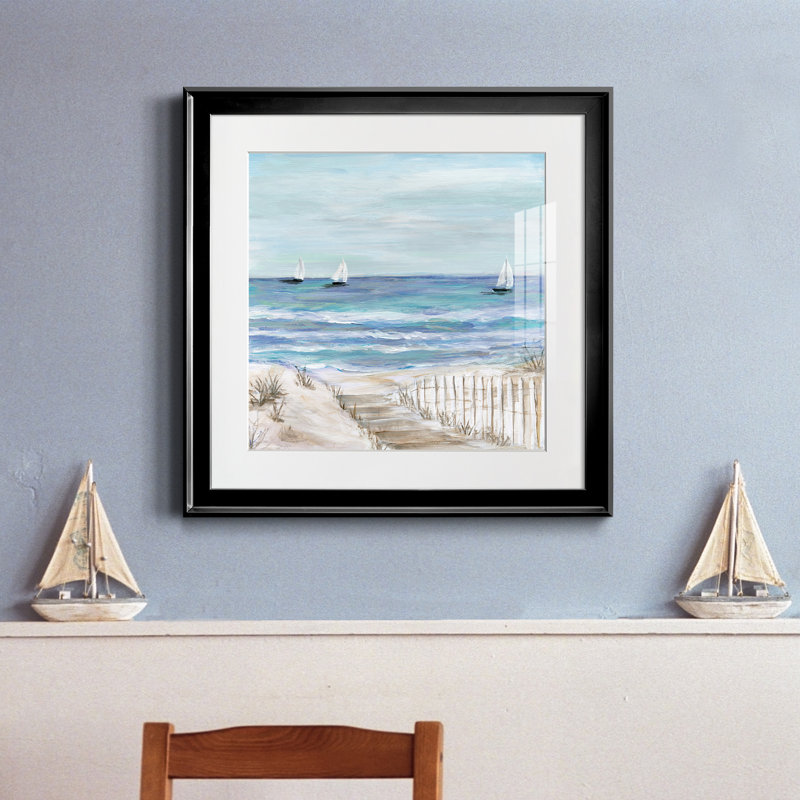 Gulf Shores III - peinture encadrée, Cadre noir, H 22,5 po x l 22,5 po x P 1,5 po