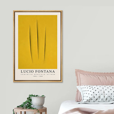 «Yellow Geometric Stripe Abstract Shapes Illustration» par Lucio Fontana - impression sur toile