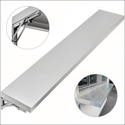 Durable Stainless Steel Concession Shelf for Food Trailers, Spacious and Foldable Design, Ideal for Serving Windows