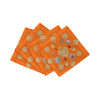 Serviettes de cocktail en satin de coton ex voté Sacred Hearts