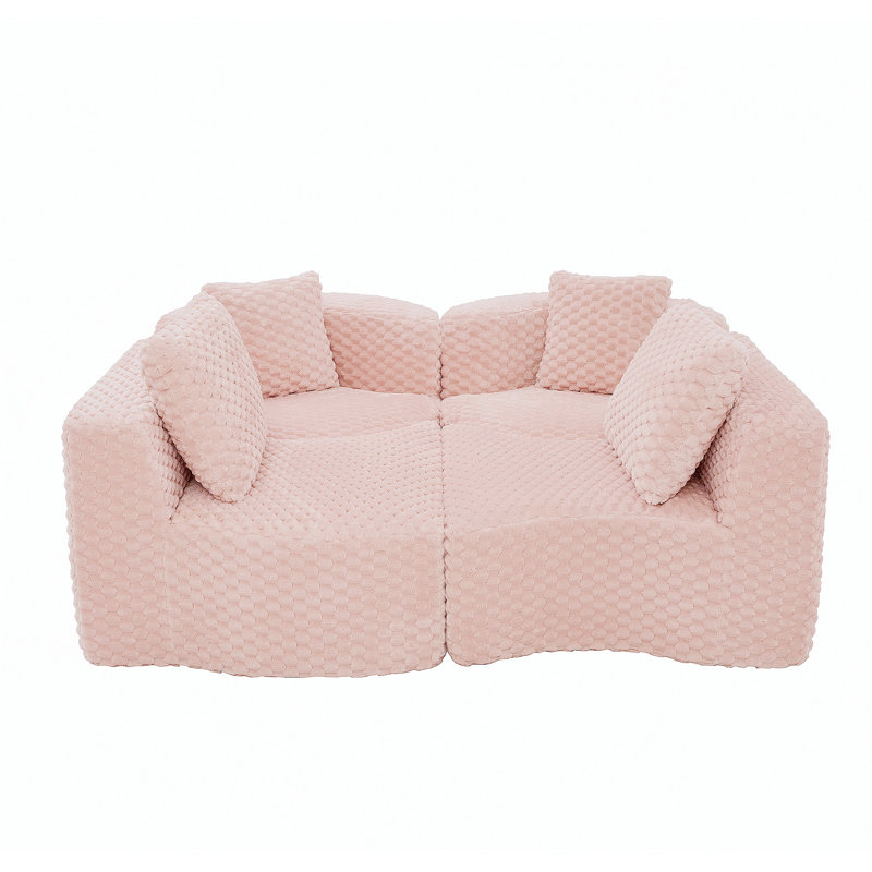 Canapé modulaire modulaire 137,8 po, Pink Polyester