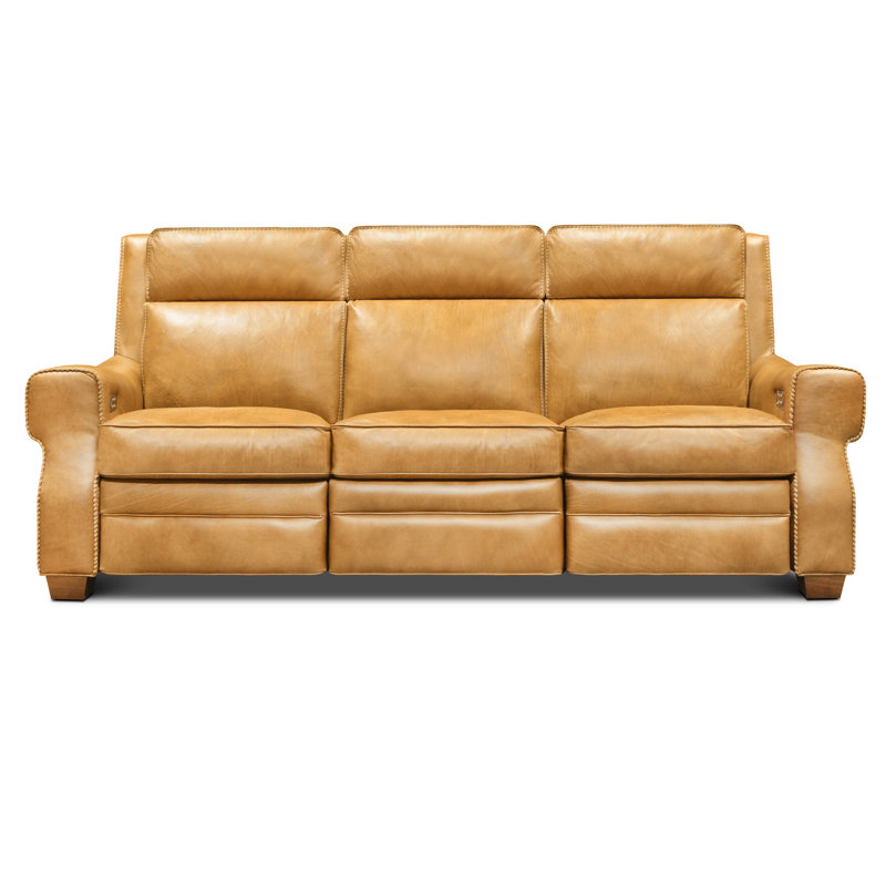 Canapé inclinable en cuir véritable de 96 po Spencer, Cuir véritable mustang Maestro Artisano