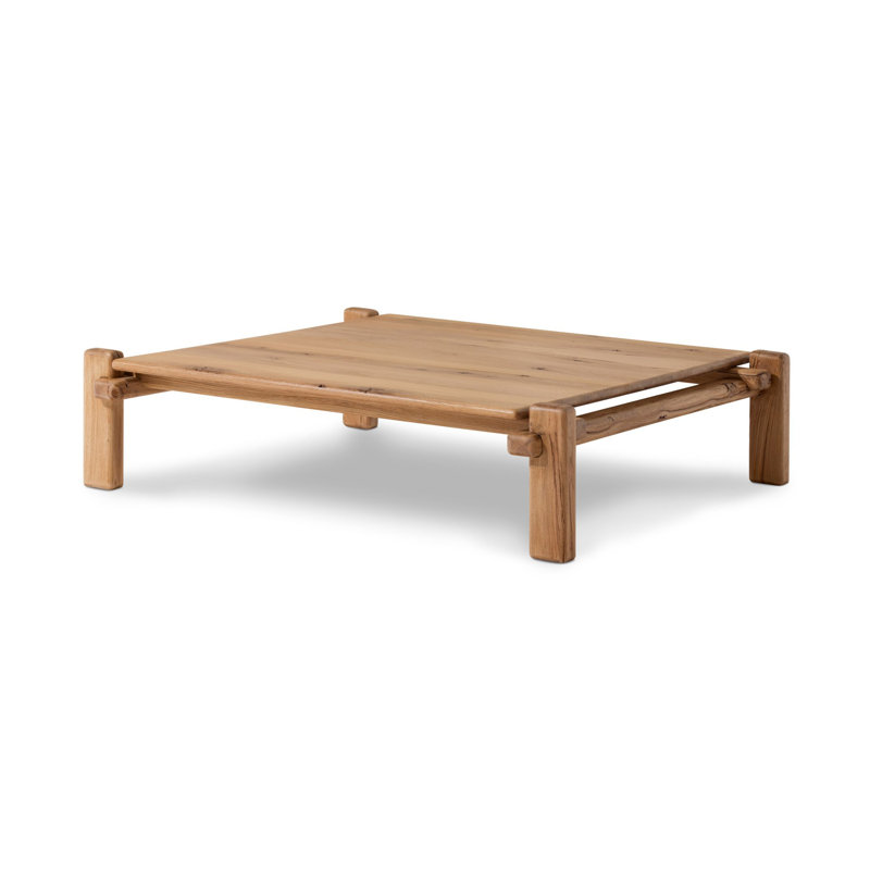Feride Coffee Table-Reclaimed French Oak, 14" H x 54.25" L x 50" W, Natural Reclaimed French Oak