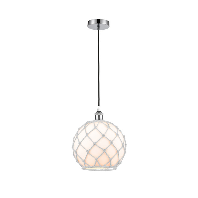Luminaire suspendu simple à 1 lumière Larocque, Blanc, Argent foncé