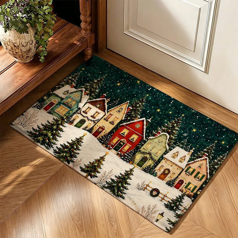 Tapis vert vert Christmas Village 47 po x 31 po