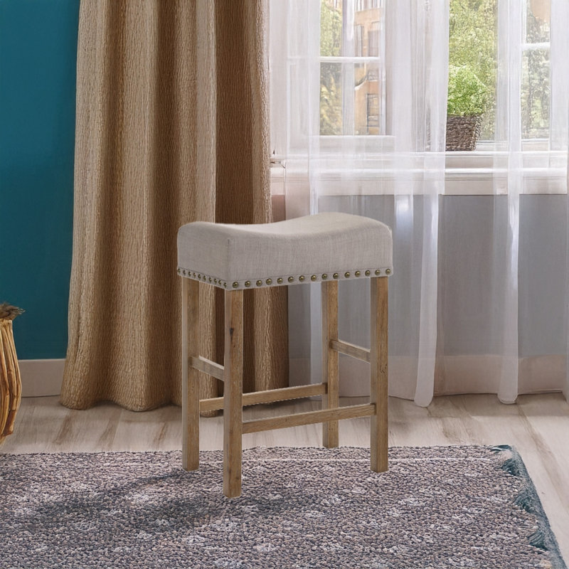 Tabouret de comptoir rembourré 26 po Aadhith, Chêne patiné