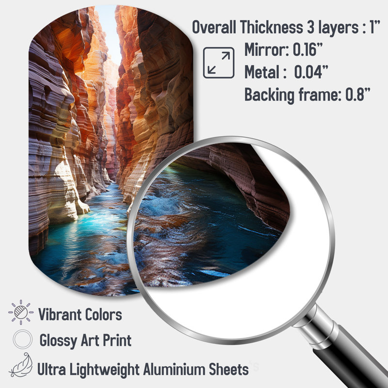 Canyon antilope turquoise, gouttes - art mural asymétrique en forme de cylindre de Canyon, H 31 po x l 19 po