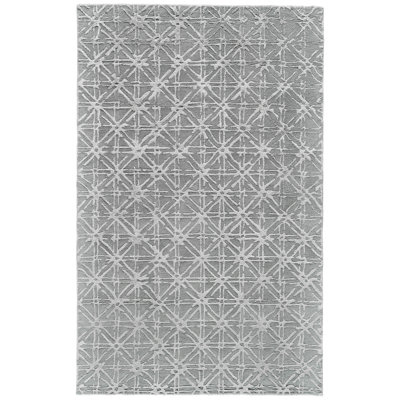 Tapis mauve touffeté à la main à motif géométrique Alusine