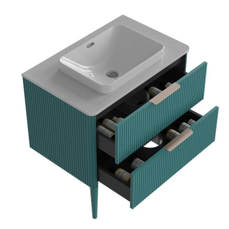 Meuble-lavabo 30 po avec lavabo en céramique, Turquoise