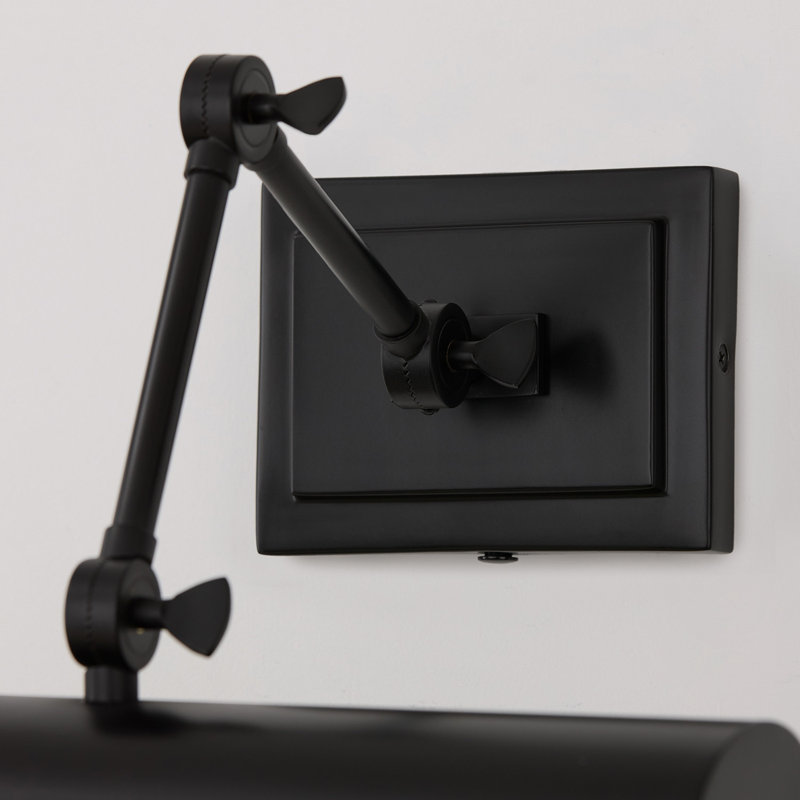 4" H x 16" W Adjustable Pivoting Picture Light Wall Sconce with Optional Plug-in and Cord Cover, Matte Black