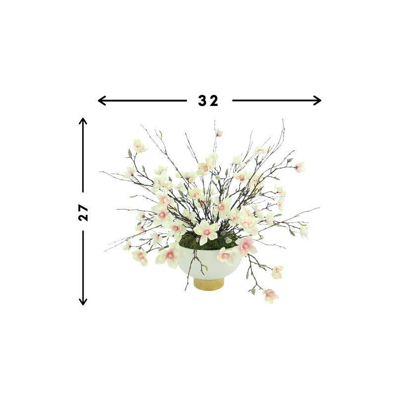 Butterfly Magnolia In A Ceramic Round Vase