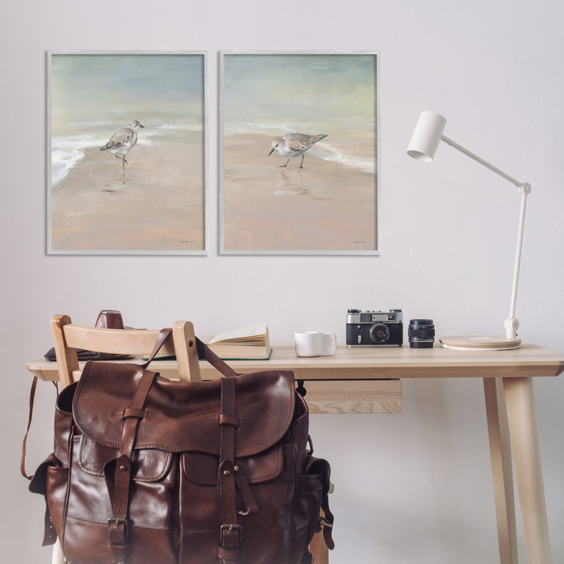«Shorebirds on the Sand», ensemble de 2 impressions giclées encadrées, design par Danhui Nai, H 30 po x l 48 po