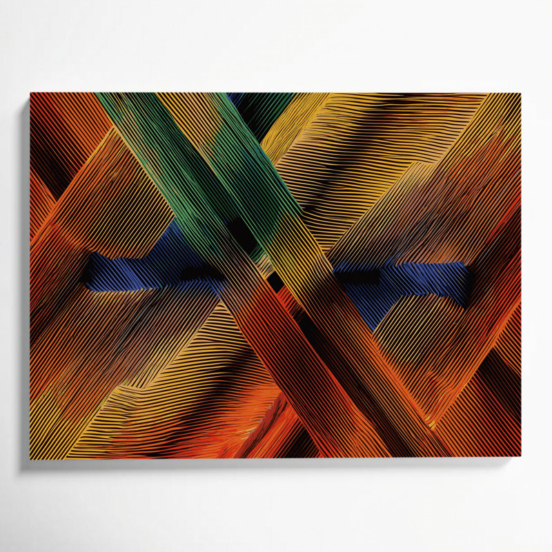 Art mural sur toile noir Op Art 29, H 16 po x l 20 po