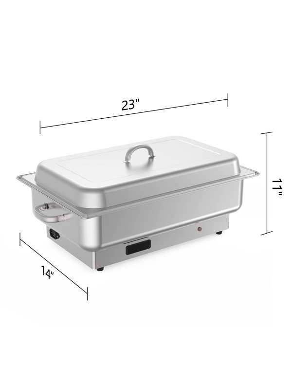 VEVOR Electric Buffet Server and Food Warmer, 14 in. x 14 in. Portable Stainless Steel Chafing Dish Set with Temp Control, Silver