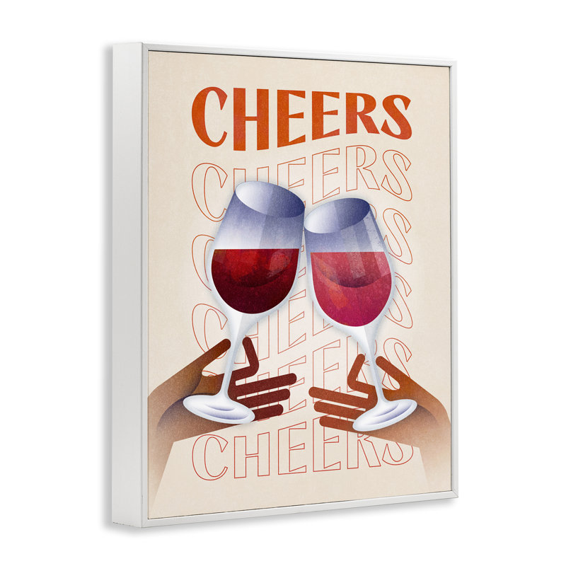 Cheers, verres à vin, estampe numérique par Victoria Barnes, Estampe numérique encadrée blanc bord de mer, H 14 po x l 11 po