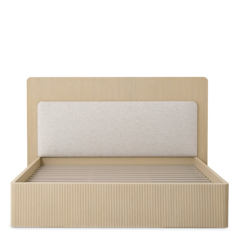 Dimitrios Upholstered Bed, Washed Oak/Durini Natural, Queen