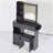 29.2" Small Size Left Drawer Desktop Vanity Table + Cushioned Stool, 2 AC+2 USB Power Station, Hair Dryer Bracket, Extra Large Touch Control Sliding LED Mirror, Tri-Color Switching, Brightness Adjust-116605061