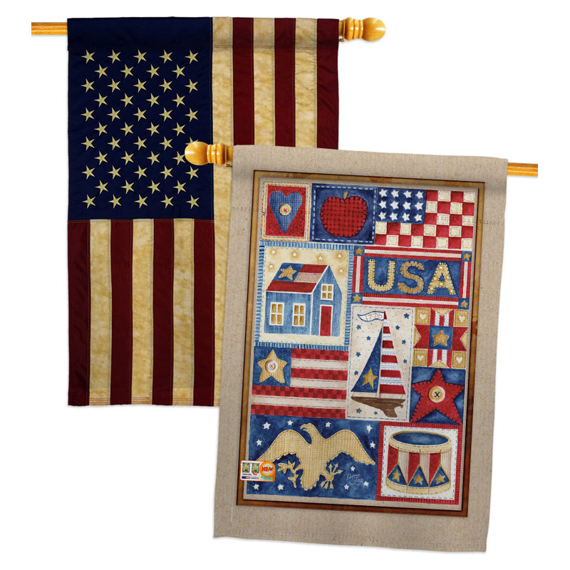 Double Sided 40'' H x 28'' W Polyester Independence Day House Flag