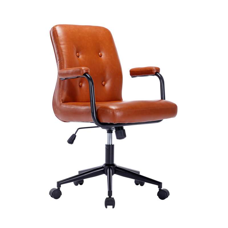 Chaise de bureau en similicuir Edelfriede, Brun