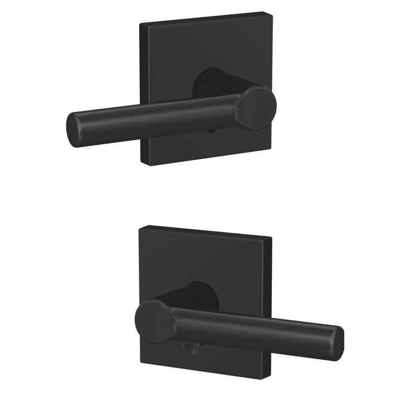 Custom Broadway Hall-Closet and Bed-Bath Lever with Collins Trim, Matte Black