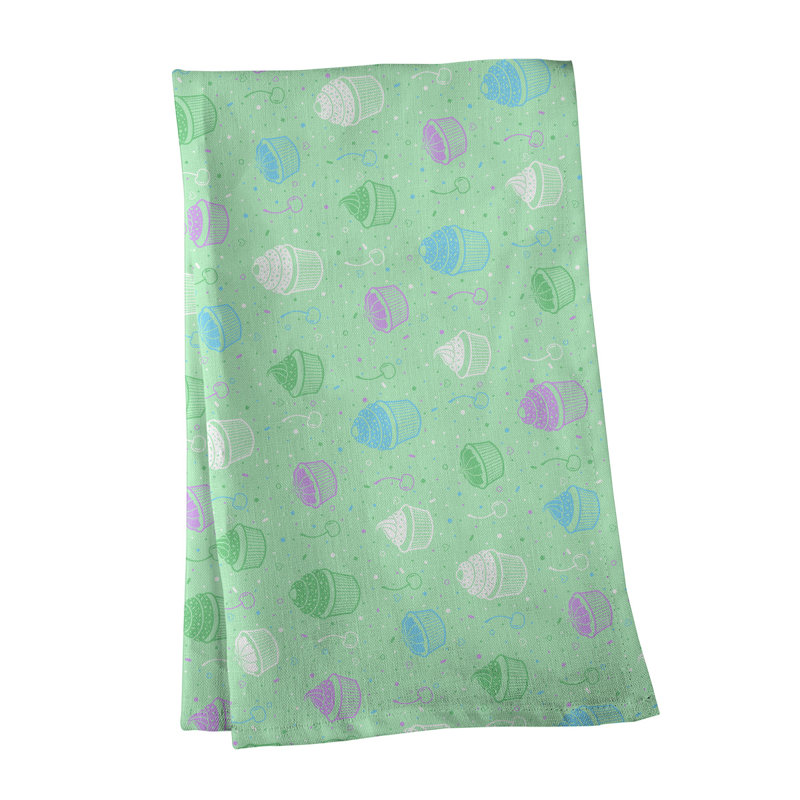 Serviette à thé classique à motif petits gâteaux Mcguigan, Vert / Orange / Rose, Sergé de coton