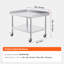 Table de travail en acier inoxydable, 76 x 91 x 76 cm, table de préparation alimentaire commerciale avec 4 roulettes, dosseret sur 3 côtés, table de travail robuste, roulettes, table de travail en métal pour restaurant, maison, hôtel