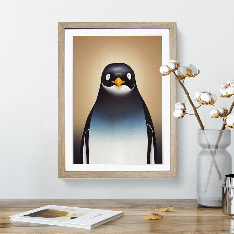 XV1022-521X Amazing Penguin - Single Picture Frame Print, 34cm H x 25cm W, Oak Framed