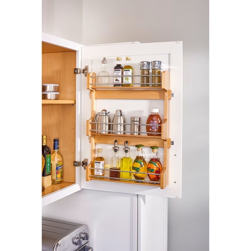 Étagère à épices à trois tablettes fixé à la porte de l'armoire de cuisine Rev-A-Shelf, H 21,25 po x l 13,5 po x P 3,13 po