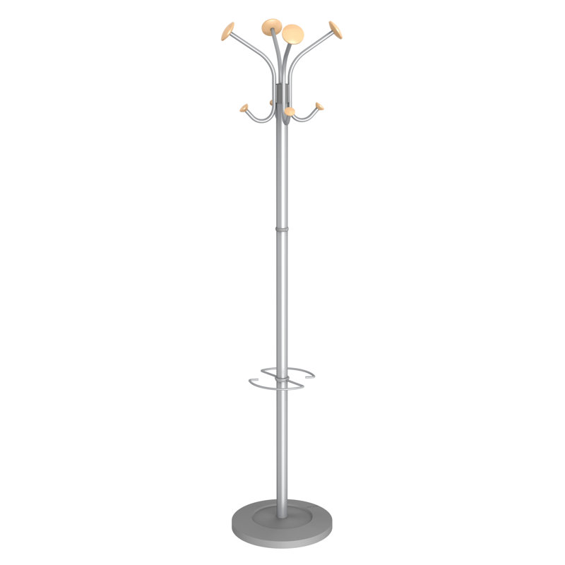 Steel Freestanding Coat Rack, Silver