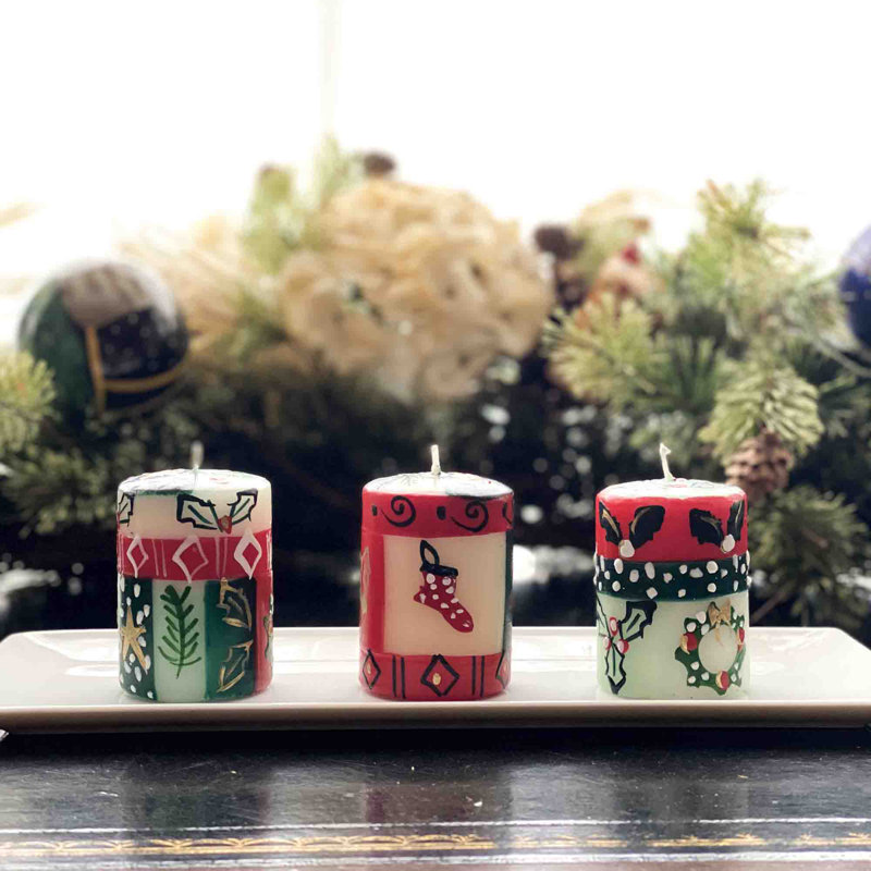 Unscented Votive Candle, Red/Green