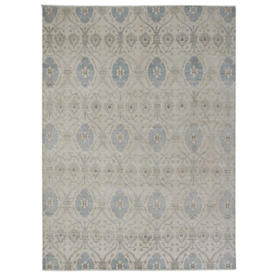 Daugherty Hand Knotted 10x14 Ivory Rug