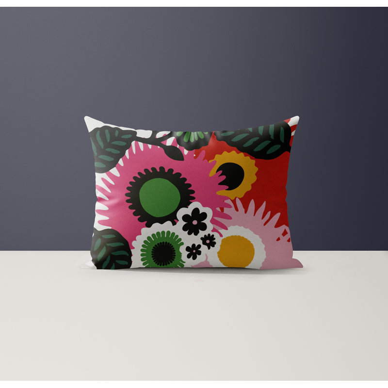 Mars Microsuede Lumbar Throw Pillow, White/Black/Red/Pink/Green
