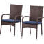Chaises de patio empilables blanc crème. 2 avec coussins. & Pour une allure rayonnante. Salle à manger 2. Style contemporain.
