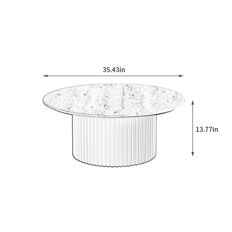 Table basse Light Luxury, H 13,77 po x L 35,43 po x l 35,43 po, Crème