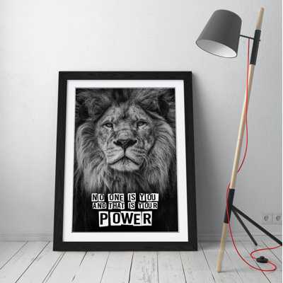 Lion Head Strength Power Quote - Single Picture Frame Print on Canvas