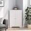 Armoire de plancher au sol avec 2 portes et tablettes réglables, armoire de rangement étroite autoportante, armoires de rangement en coin